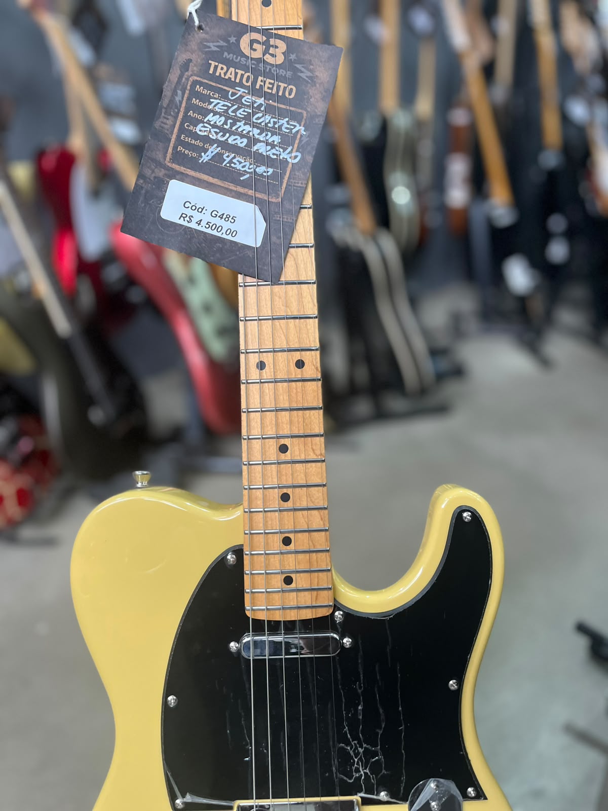 GUITARRA JETI TELECASTER MOSTARDA ESCUDO PRETO miniatura 4