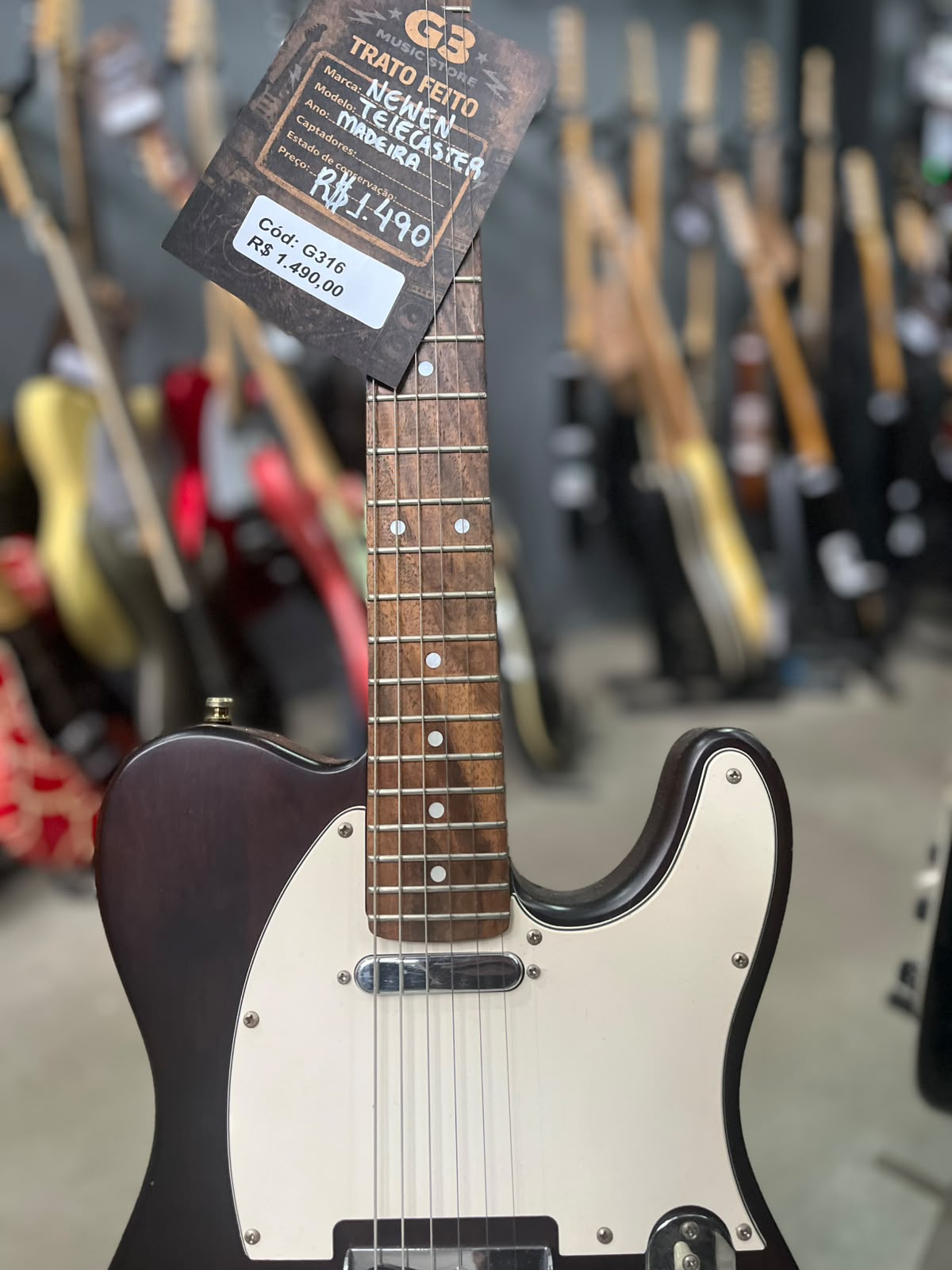 Guitarra Marca: Newen  Modelo: Telecaster Madeira  miniatura 4