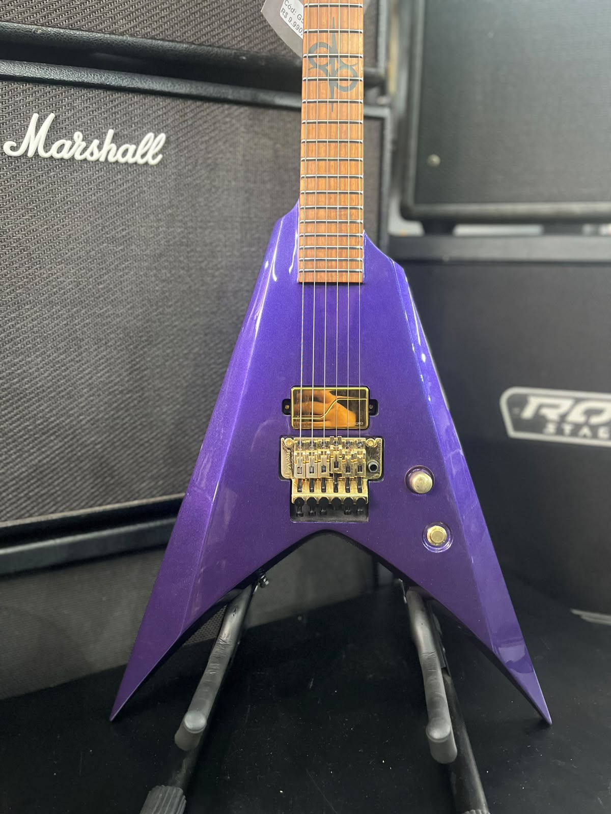 GUITARRA SOLAR V 1.6 WOLFMASTER FLYIN V ROXA