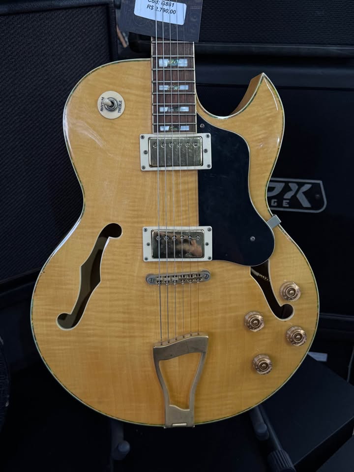 Guitarra Woodland Semi Acústica natural com escudo preto miniatura 2