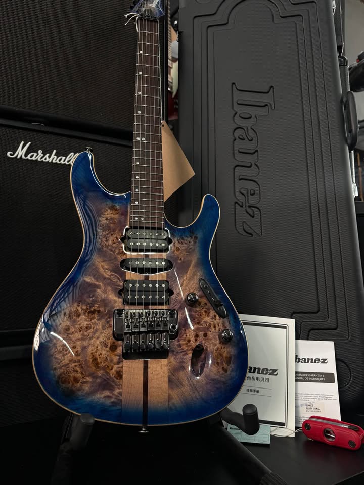 Guitarra Ibanez premium S1070PBZ-CLB Cerulean Blue Burst miniatura 5